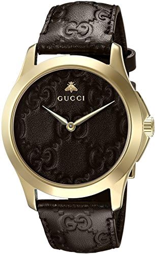  Shop Authentic Gucci G Timeless Quartz Brown Dial Brown Leather Strap Watch for Men - YA1264035 - Luxxuri