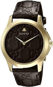  Shop Authentic Gucci G Timeless Quartz Brown Dial Brown Leather Strap Watch for Men - YA1264035 - Luxxuri