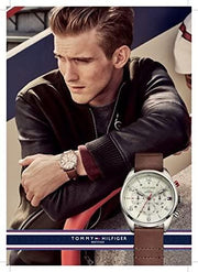  Shop Authentic Tommy Hilfiger Jackson Multi-Function Silver Dial Brown Leather Strap Watch for Men - 1791239 - Luxxuri
