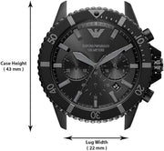  Shop Authentic Emporio Armani Diver Chronograph Black Dial Black Steel Strap Watch For Men - AR11363 - Luxxuri