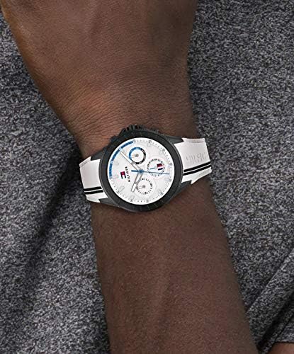  Shop Authentic Tommy Hilfiger Aiden Chronograph White Dial White Rubber Strap Watch For Men - 1791862 - Luxxuri