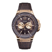 Shop Authentic Guess Rigor Analog Brown Dial Brown Leather Strap Watch For Men - W0040G3 - Luxxuri