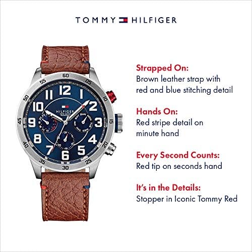 Shop Authentic Tommy Hilfiger Trent Quartz Blue Dial Brown Leather Strap Watch for Men - 1791066 - Luxxuri