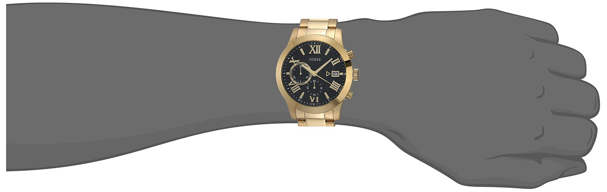  Shop Authentic Guess Atlas Chronograph Black Dial Gold Steel Strap Watch for Men - W0668G8 - Luxxuri