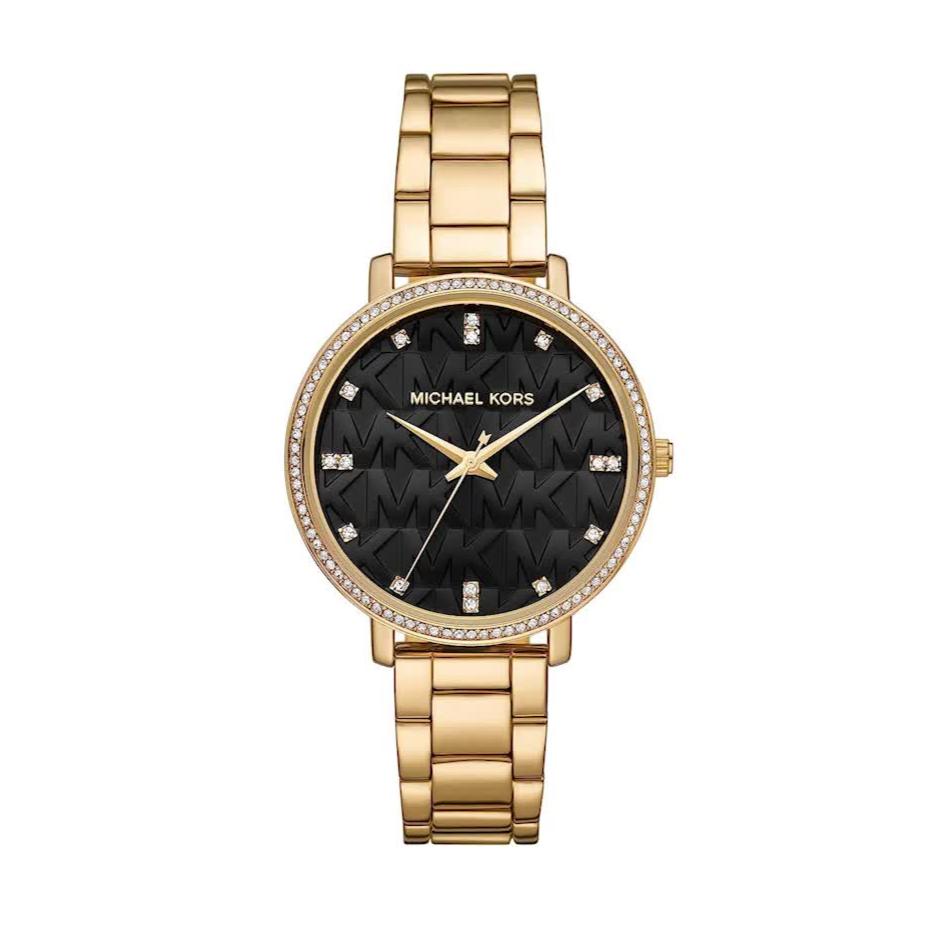  Shop Authentic Michael Kors Pyper Three-Hand Black Dial Gold Steel Strap Watch For Women - MK4593 - Luxxuri