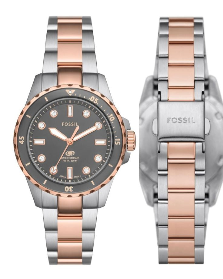  Shop Authentic Fossil Blue Dive Three Hand Gray Dial Two Tone Steel Strap Watch For Women - ES5348 - Luxxuri
