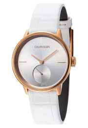  Shop Authentic Calvin Klein Accent Silver Dial White Leather Strap Watch for Women - K2Y236K6 - Luxxuri
