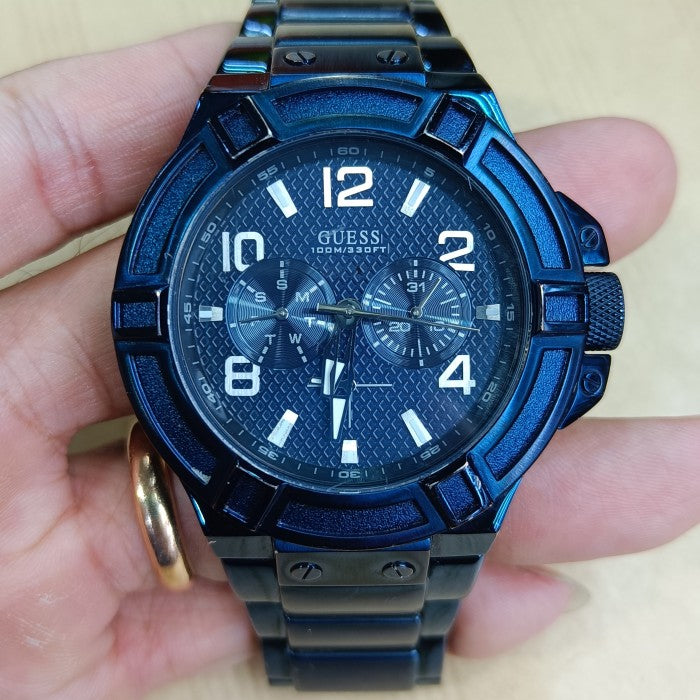  Shop Authentic Guess Rigor Multifunction Black Dial Blue Steel Strap Watch for Men - W0218G4 - Luxxuri