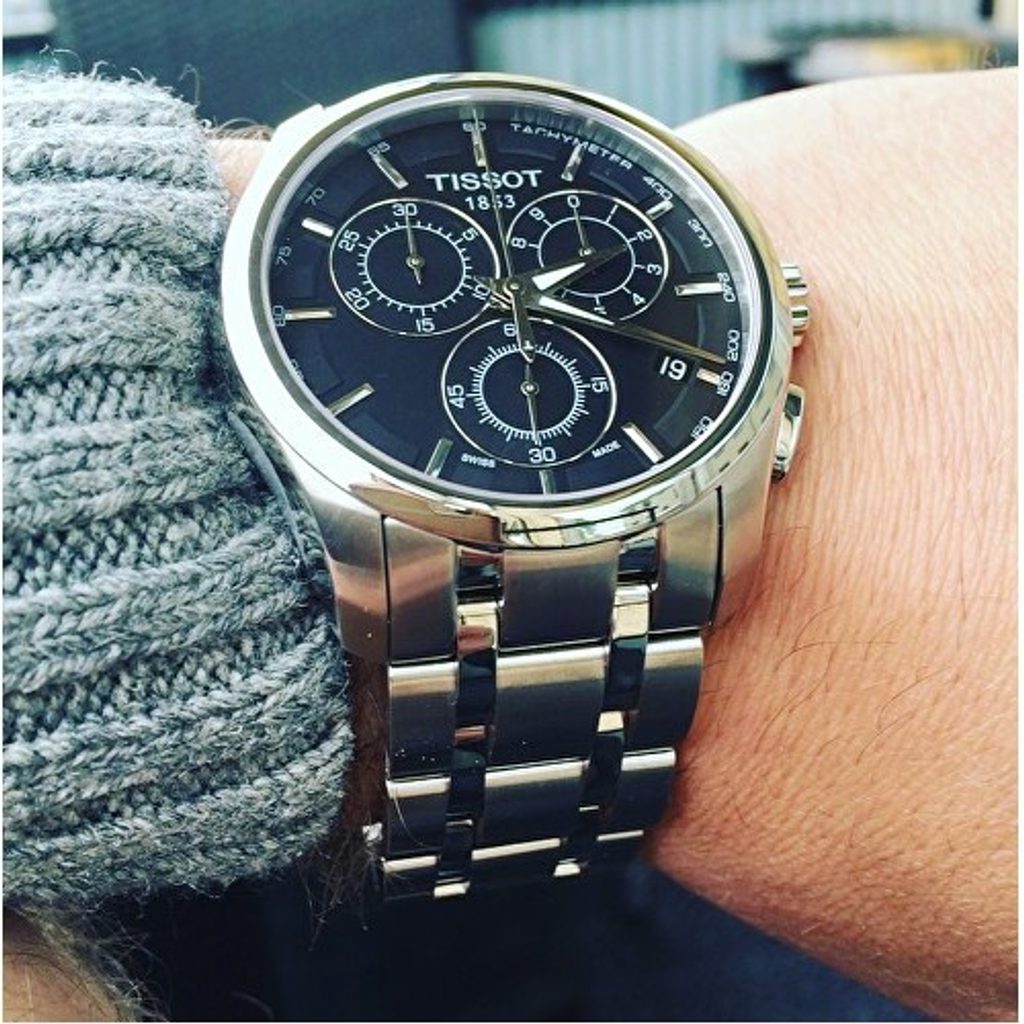  Shop Authentic Tissot Couturier Chronograph Black Dial Silver Steel Strap Watch For Men - T035.617.11.051.00 - Luxxuri