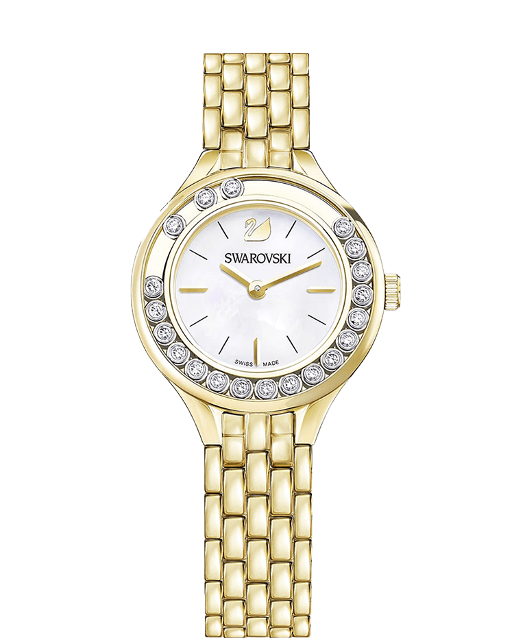  Shop Authentic Swarovski Lovely Crystals White Dial Gold Steel Strap Watch for Women - 5242895 - Luxxuri