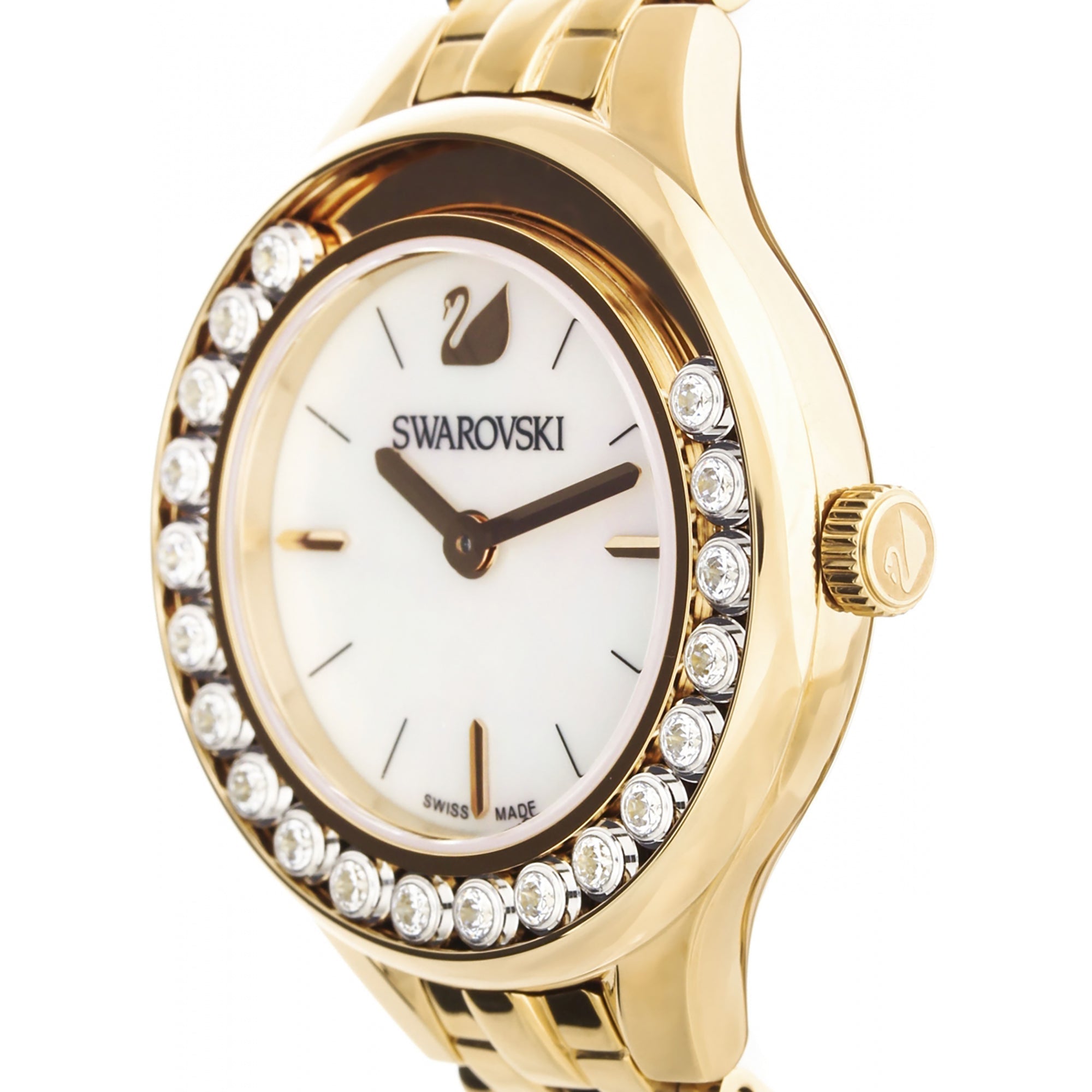  Shop Authentic Swarovski Lovely Crystals White Dial Gold Steel Strap Watch for Women - 5242895 - Luxxuri