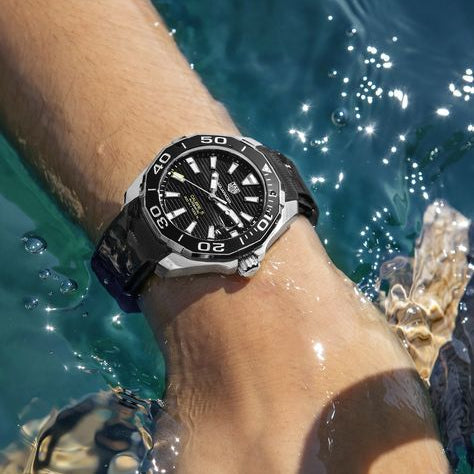  Shop Authentic Tag Heuer Aquaracer Calibre 5 Automatic Black Dial Black Rubber Strap Watch for Men -  WAY211A.FT6151 - Luxxuri