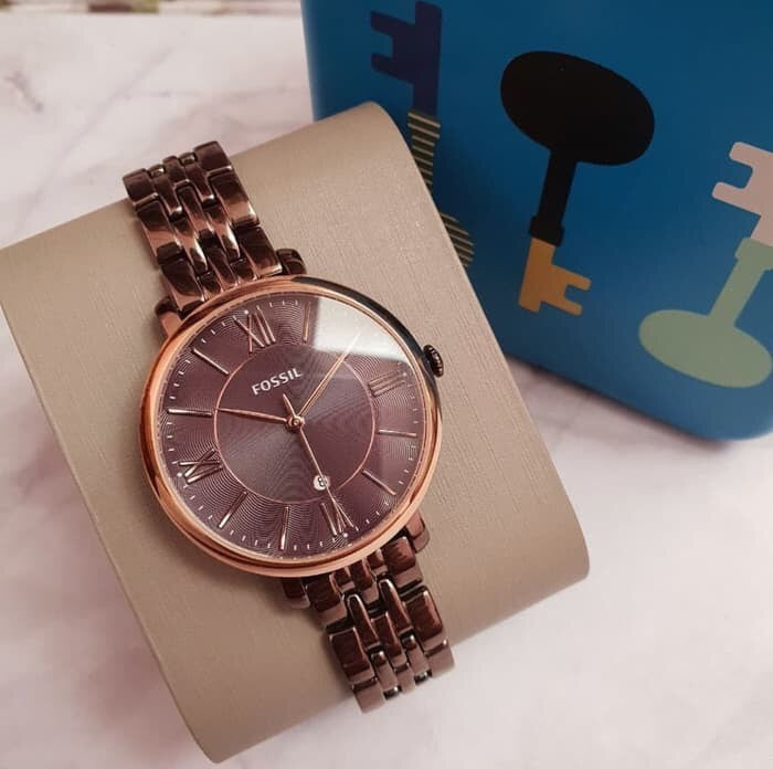  Shop Authentic Fossil Jacqueline Brown Dial Brown Steel Strap Watch for Women - ES4275 - Luxxuri
