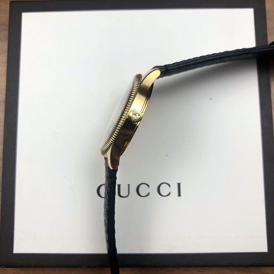  Shop Authentic Gucci G Timeless Quartz Blue Dial Black Leather Strap Watch For Men - YA1265018 - Luxxuri