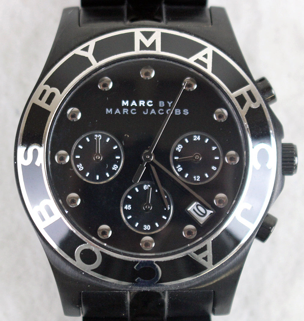  Shop Authentic Marc Jacobs Blade Chronograph Black Dial Black Steel Strap Watch for Women - MBM3083 - Luxxuri