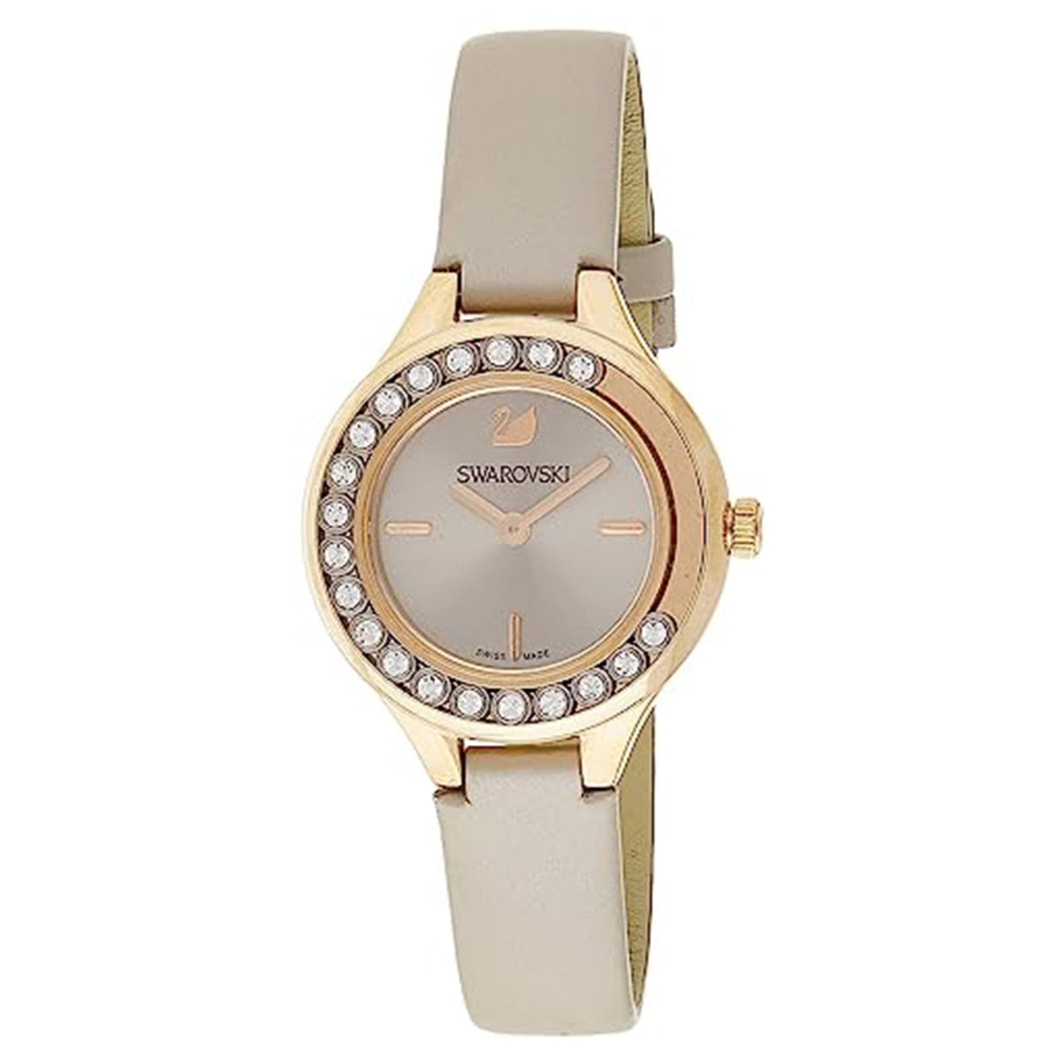  Shop Authentic Swarovski Lovely Crystals Mini Grey Dial Grey Leather Strap Watch for Women - 5261481 - Luxxuri
