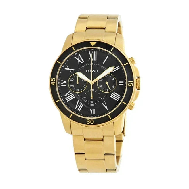  Shop Authentic Fossil Inscription Automatic Black Dial Gold Steel Strap Watch for Men - FS5267 - Luxxuri