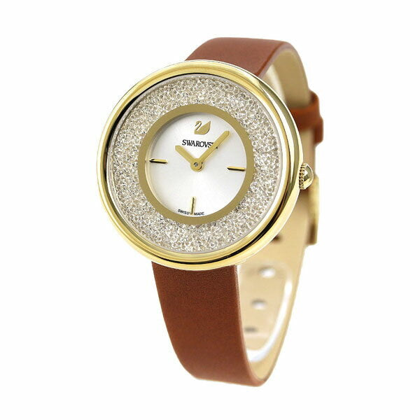  Shop Authentic Swarovski Crystalline Pure White Dial Brown Leather Strap Watch for Women - 5275040 - Luxxuri