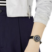  Shop Authentic Swarovski Crystalline Pure Black Dial Black Leather Strap Watch for Women - 5275043 - Luxxuri