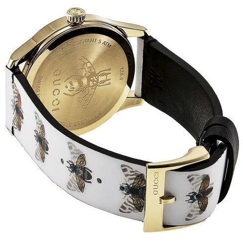  Shop Authentic Gucci G Timeless Quartz White Dial White Leather Strap Watch For Women - YA1264109 - Luxxuri