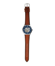  Shop Authentic Fossil Forrester Luggage Automatic Skeleton Blue Dial Brown Leather Strap Watch for Men - ME3179 - Luxxuri