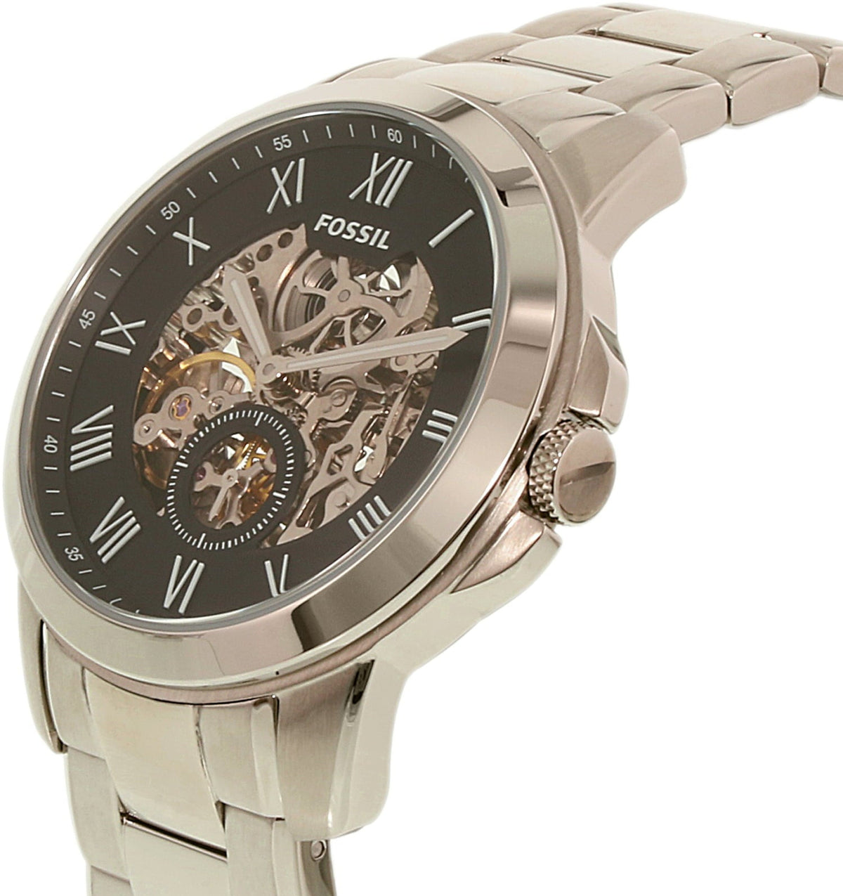  Shop Authentic Fossil Grant Skeleton Black Dial Silver Steel Strap Watch for Men - ME3055 - Luxxuri