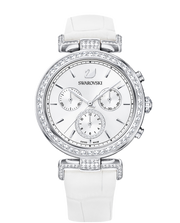  Shop Authentic Swarovski Era Journey Silver Dial White Leather Strap Watch for Women - 5295346 - Luxxuri