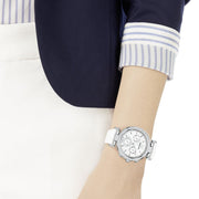 Shop Authentic Swarovski Era Journey Silver Dial White Leather Strap Watch for Women - 5295346 - Luxxuri