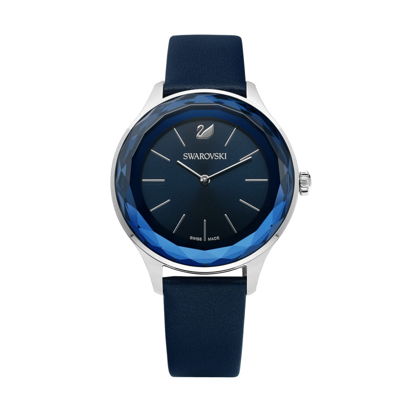  Shop Authentic Swarovski Octea Nova Blue Dial Blue Leather Strap Watch for Women - 5295349 - Luxxuri