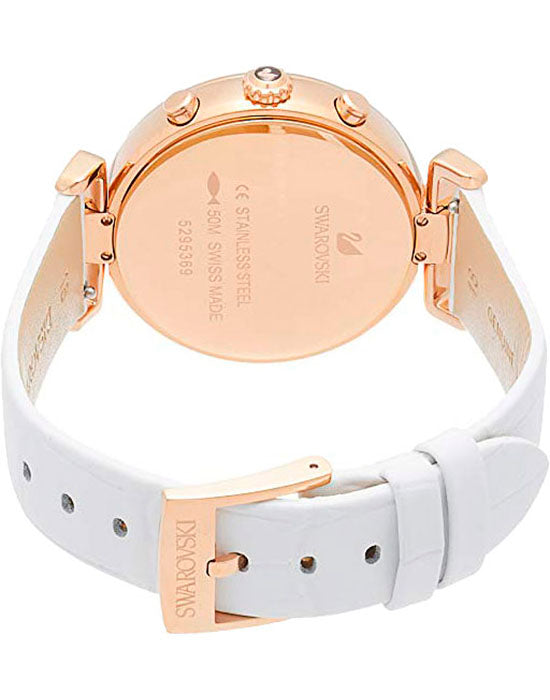  Shop Authentic Swarovski Era Journey Silver Dial White Leather Strap Watch for Women - 5295369 - Luxxuri