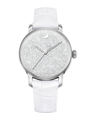  Shop Authentic Swarovski Crystalline Hours Silver Dial White Leather Strap Watch for Women - 5295383 - Luxxuri