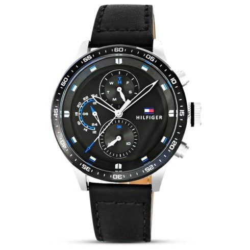  Shop Authentic Tommy Hilfiger Trent Chronograph Quartz Black Dial Black Leather Strap Watch For Men - 1791810 - Luxxuri