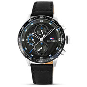  Shop Authentic Tommy Hilfiger Trent Chronograph Quartz Black Dial Black Leather Strap Watch For Men - 1791810 - Luxxuri