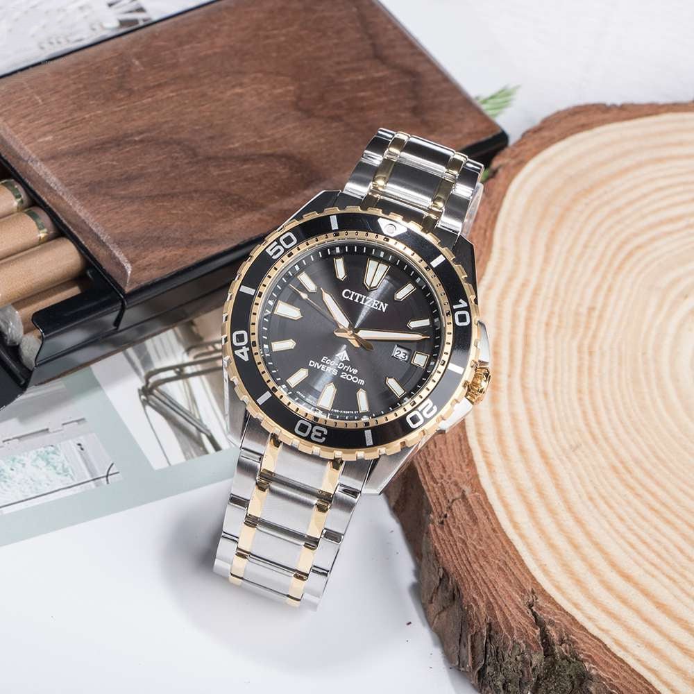  Shop Authentic Citizen Eco Drive Promaster Diver Black Dial Two Tone Steel Strap Watch For Men - BN0194-57E - Luxxuri
