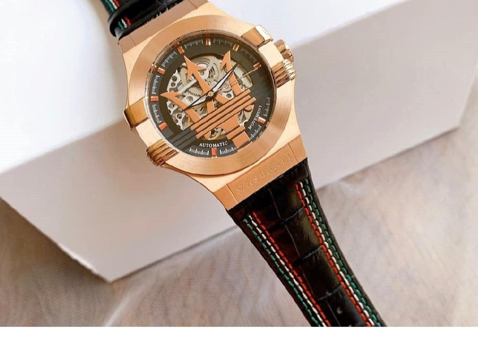  Shop Authentic Maserati Potenza Skeleton Limited Edition Dial Black Strap Watch For Men - R8821108026 - Luxxuri