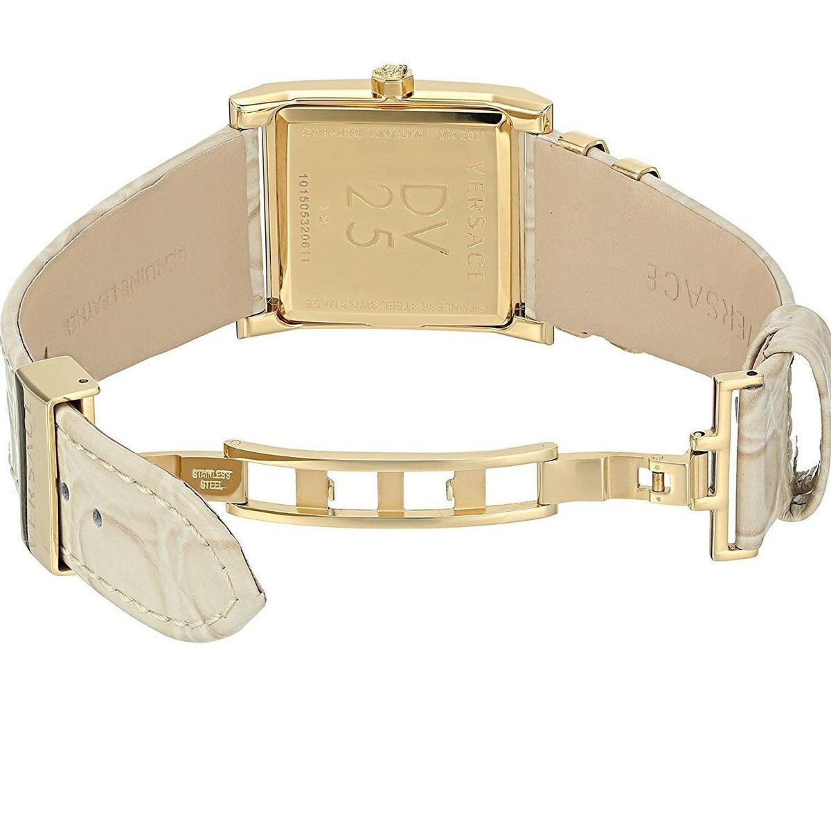  Shop Authentic Versace DV-25 Gold Dial Off White Leather Strap Watch for Women - VQF030015 - Luxxuri