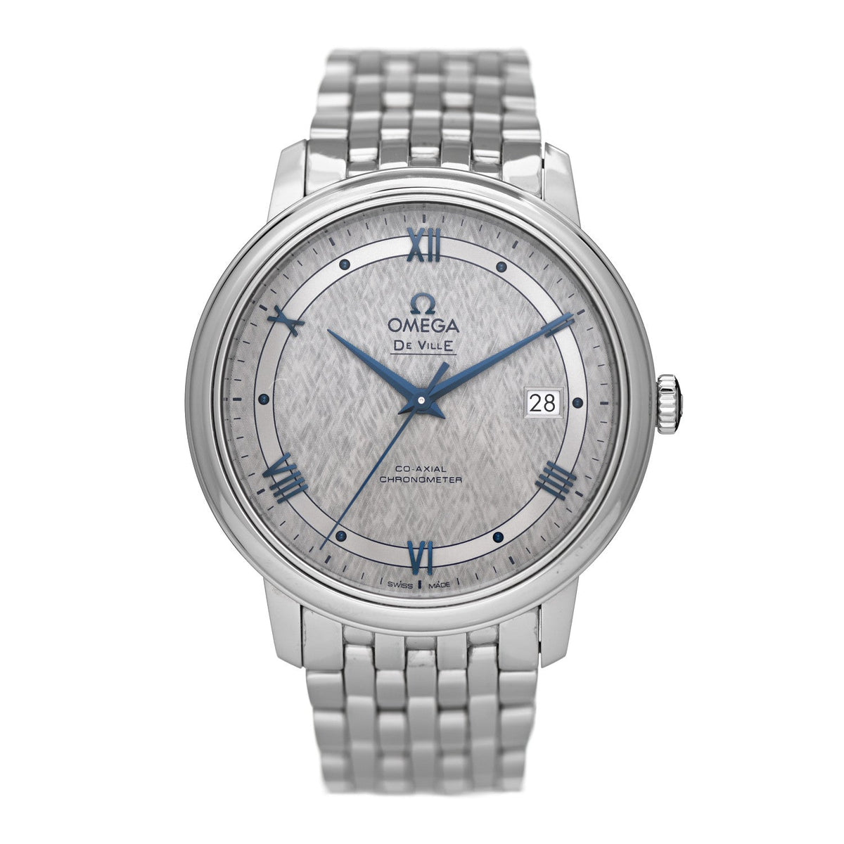  Shop Authentic Omega De Ville Prestige Co-Axial Grey Dial Silver Steel Strap Watch for Men - 424.10.40.20.06.002 - Luxxuri