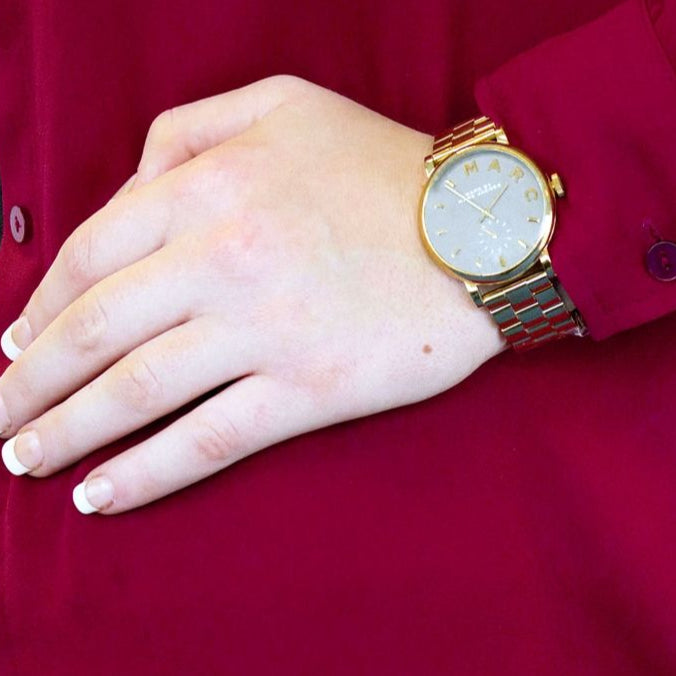  Shop Authentic Marc Jacobs Baker Grey Dial Gold Steel Strap Watch for Women - MBM3281 - Luxxuri