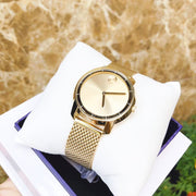  Shop Authentic Movado Bold Gold Dial Gold Mesh Bracelet Watch For Men - 3600373 - Luxxuri