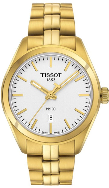  Shop Authentic Tissot T Classic PR 100 Lady White Dial Gold Steel Strap Watch for Women - T101.210.33.031.00 - Luxxuri