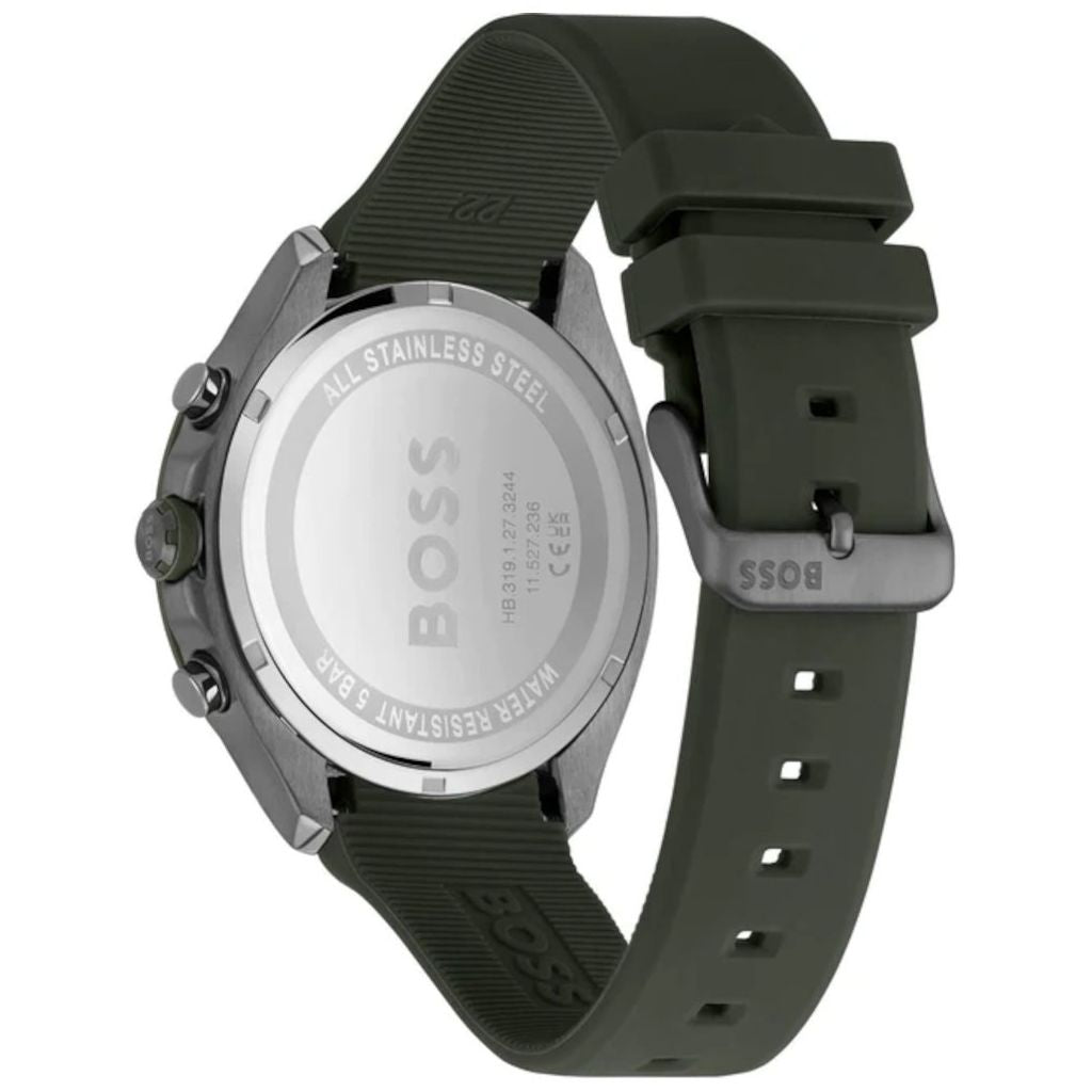  Shop Authentic Hugo Boss Velocity Chronograph Green Dial Green Rubber Strap Watch For Men - 1514060 - Luxxuri