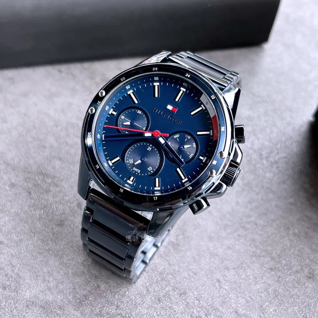  Shop Authentic Tommy Hilfiger Mason Blue Dial Blue Steel Strap Watch for Men - 1791789 - Luxxuri