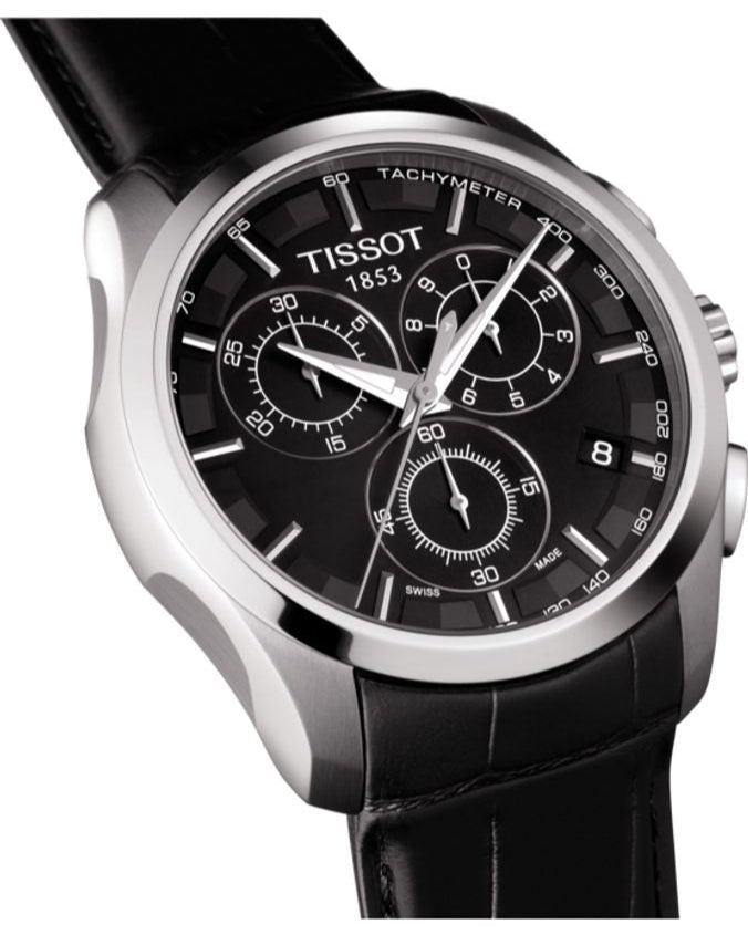  Shop Authentic Tissot T Classic Couturier Chronograph Black Dial Black Leather Strap Watch For Men - T035.617.16.051.00 - Luxxuri