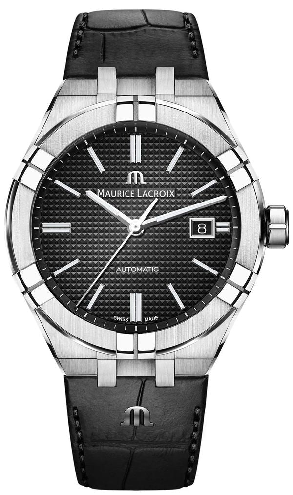  Shop Authentic Maurice Lacroix Aikon Date Automatic Black Dial Black Leather Strap Watch For Men - AI6008-SS001-330-1 - Luxxuri