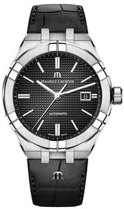  Shop Authentic Maurice Lacroix Aikon Date Automatic Black Dial Black Leather Strap Watch For Men - AI6008-SS001-330-1 - Luxxuri