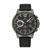  Shop Authentic Tommy Hilfiger London Chronograph Grey Dial Black Leather Strap Watch for Men - 1791533 - Luxxuri