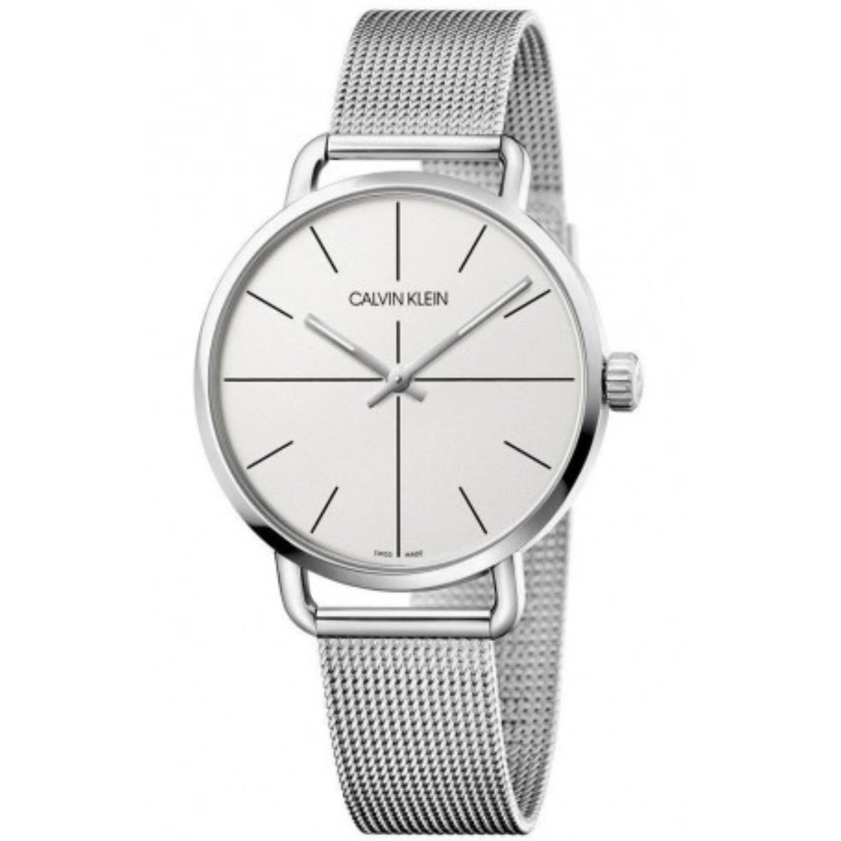  Shop Authentic Calvin Klein Even White Dial Silver Mesh Bracelet Watch for Women - K7B23126 - Luxxuri
