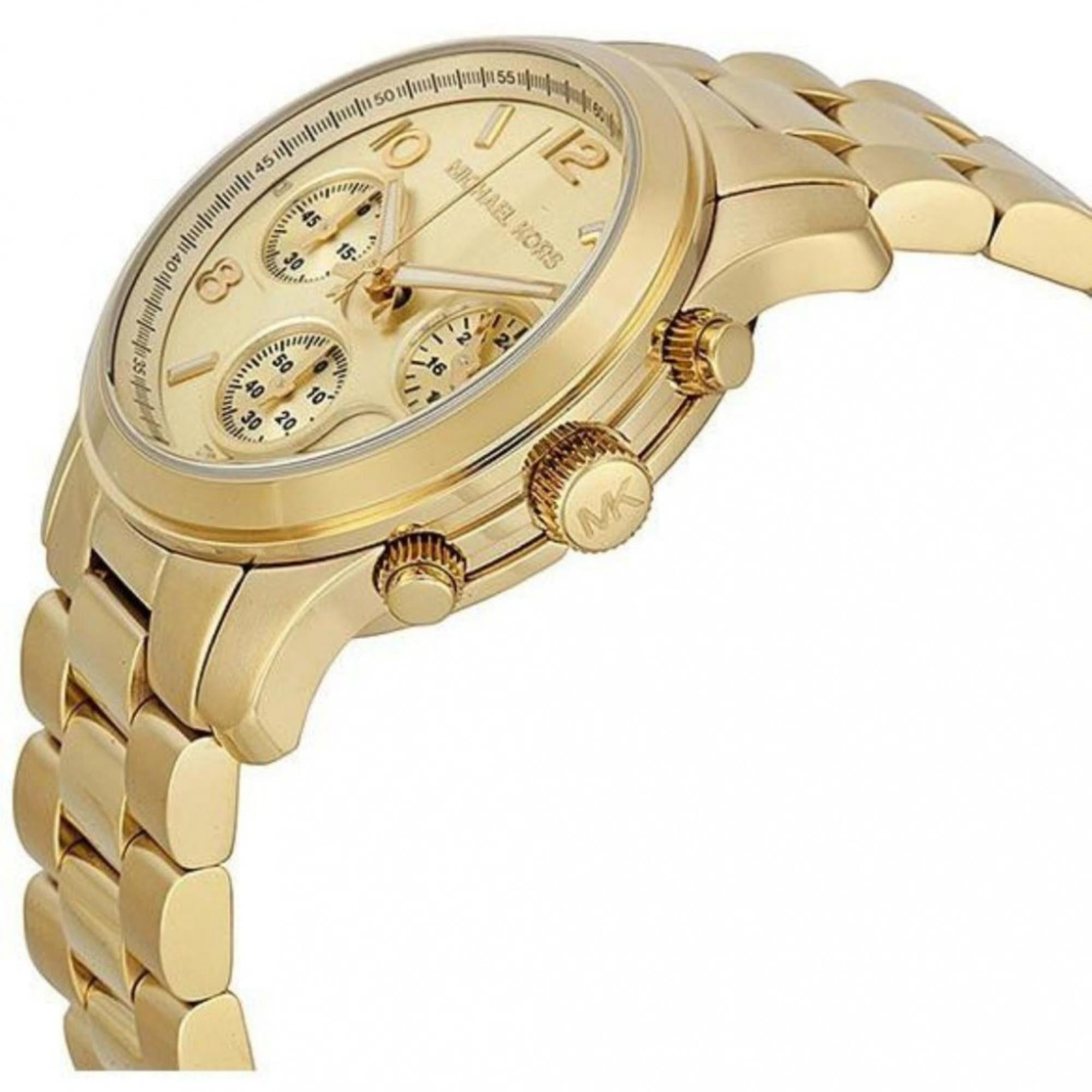  Shop Authentic Michael Kors Runway Gold Dial Gold Stainless Steel Strap Watch for Women - MK5055 - Luxxuri