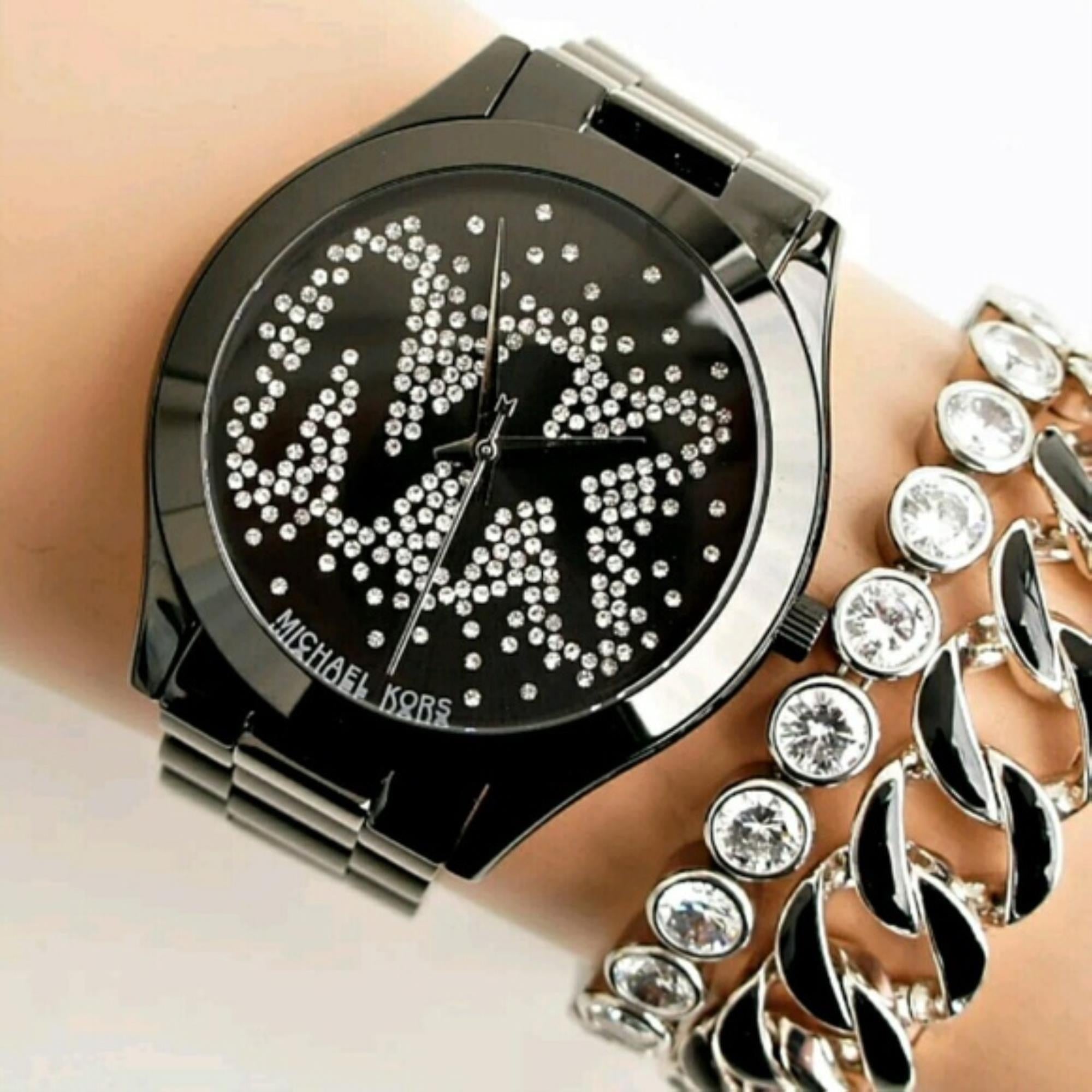  Shop Authentic Michael Kors Slim Runway Black Dial Black Steel Strap Watch for Women - MK3589 - Luxxuri