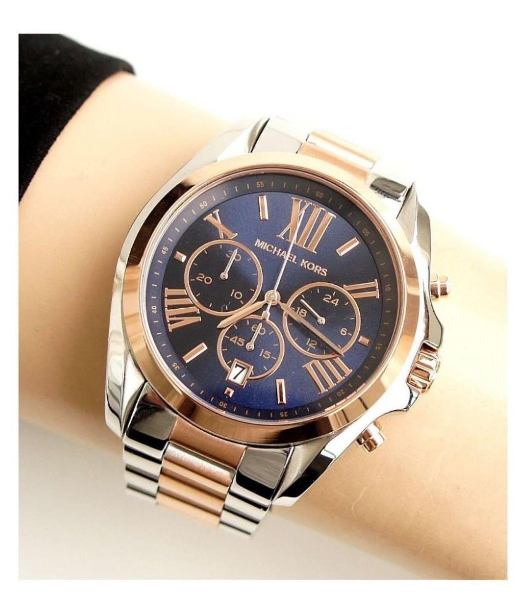  Shop Authentic Michael Kors Bradshaw Blue Dial Two Tone Steel Strap Watch for Women - MK5606 - Luxxuri